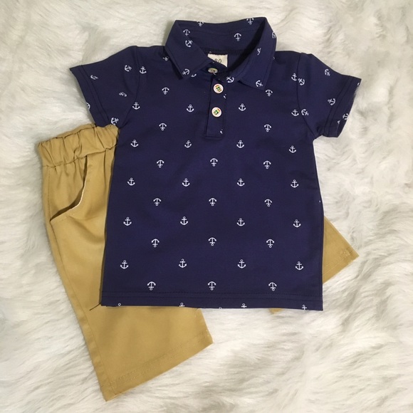 Bibicola Other - 🥳 HP 🎊 Boys 2pc Anchors Away ⚓ Polo and Tan Pant